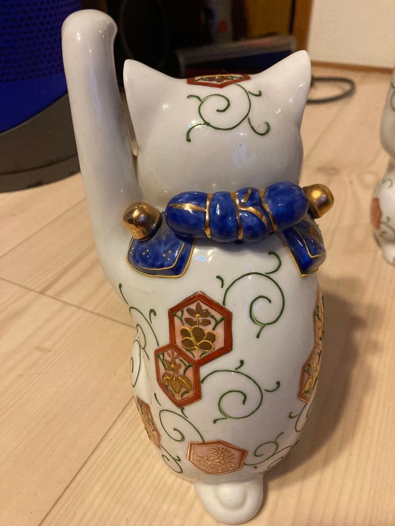 昭和レトロ　九谷焼　招き猫 2体セット 陶器製