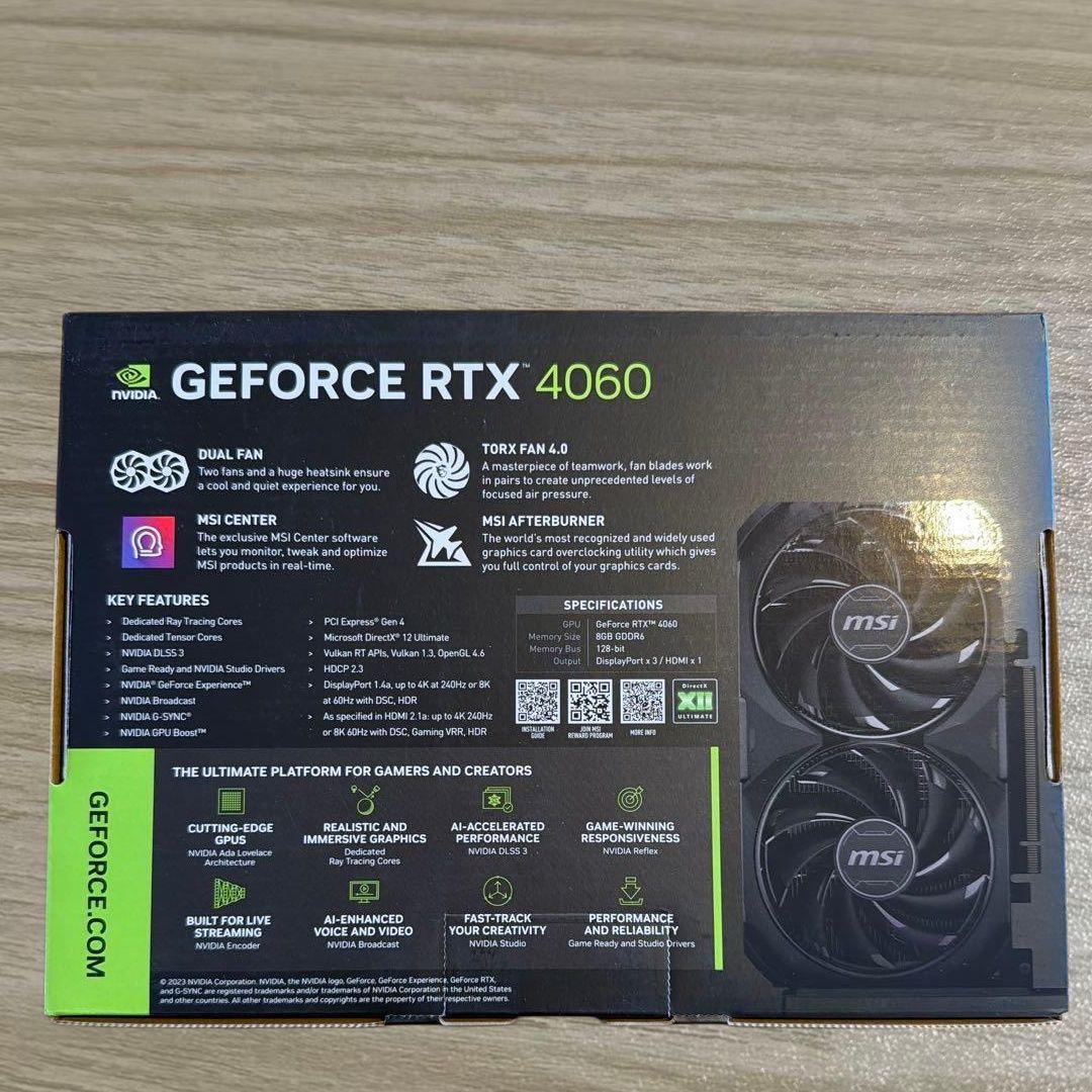 グラフィックボード・グラボ・ビデオカード MSI GeForce RTX 4060