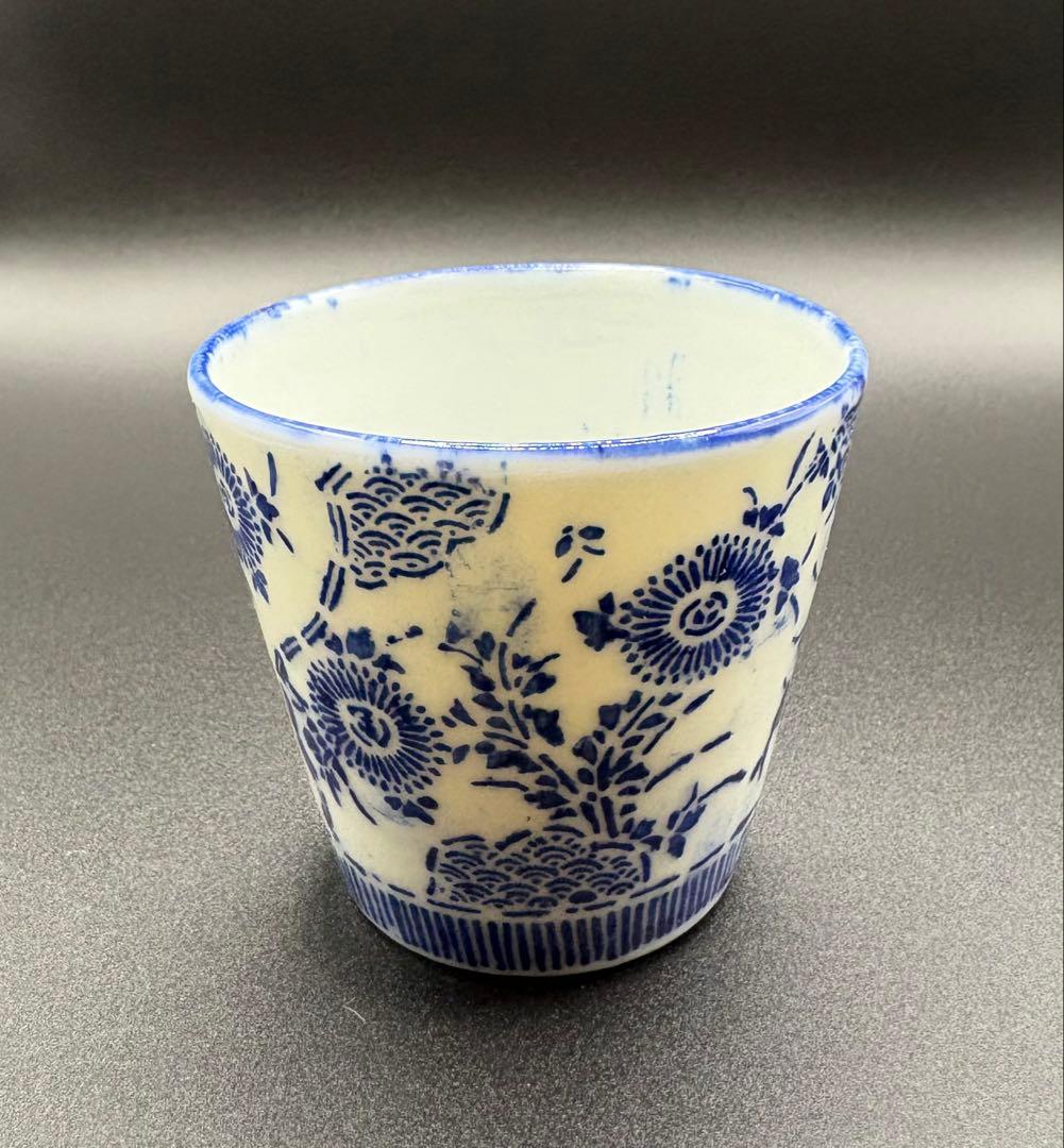 ◆明治印判◆ぐい呑◆蕎麦猪口◆薊柄◆図変わり印判◆骨董◆古美術◆酒器