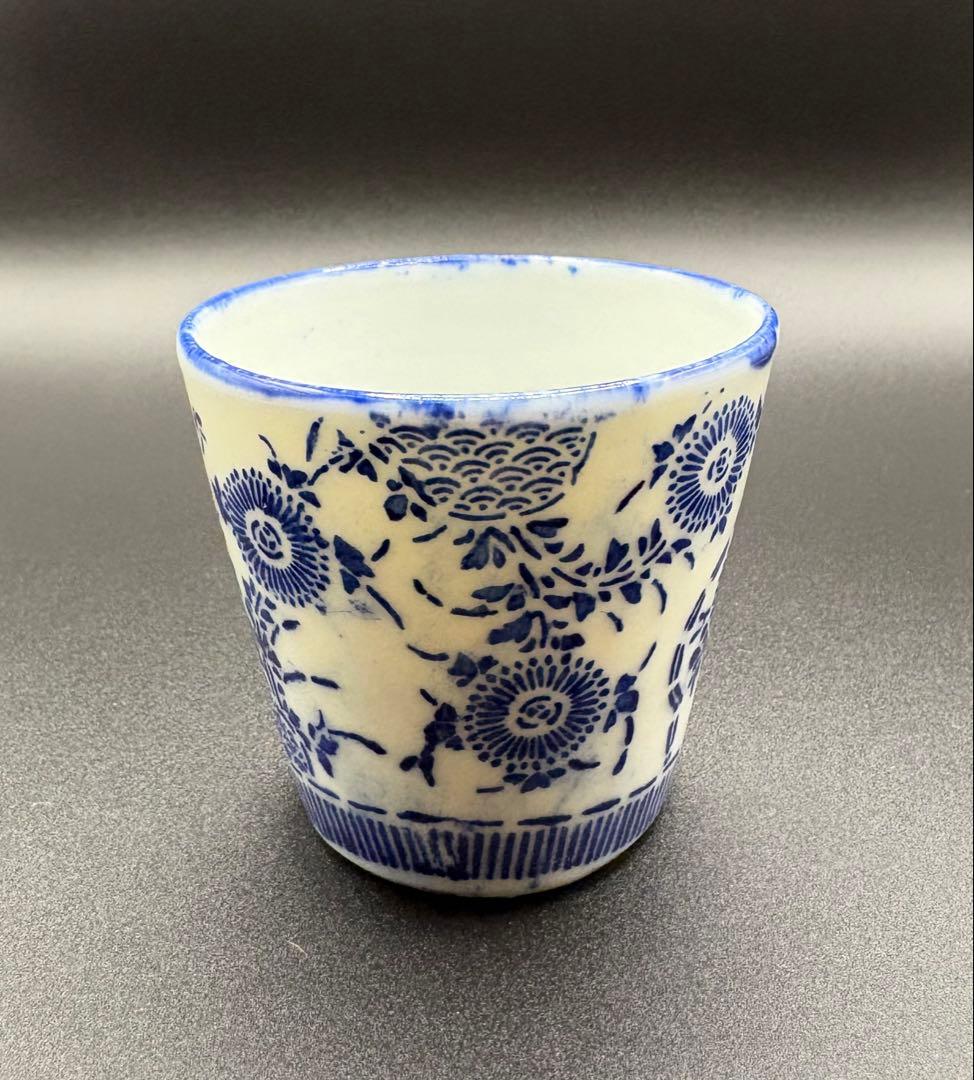 ◆明治印判◆ぐい呑◆蕎麦猪口◆薊柄◆図変わり印判◆骨董◆古美術◆酒器
