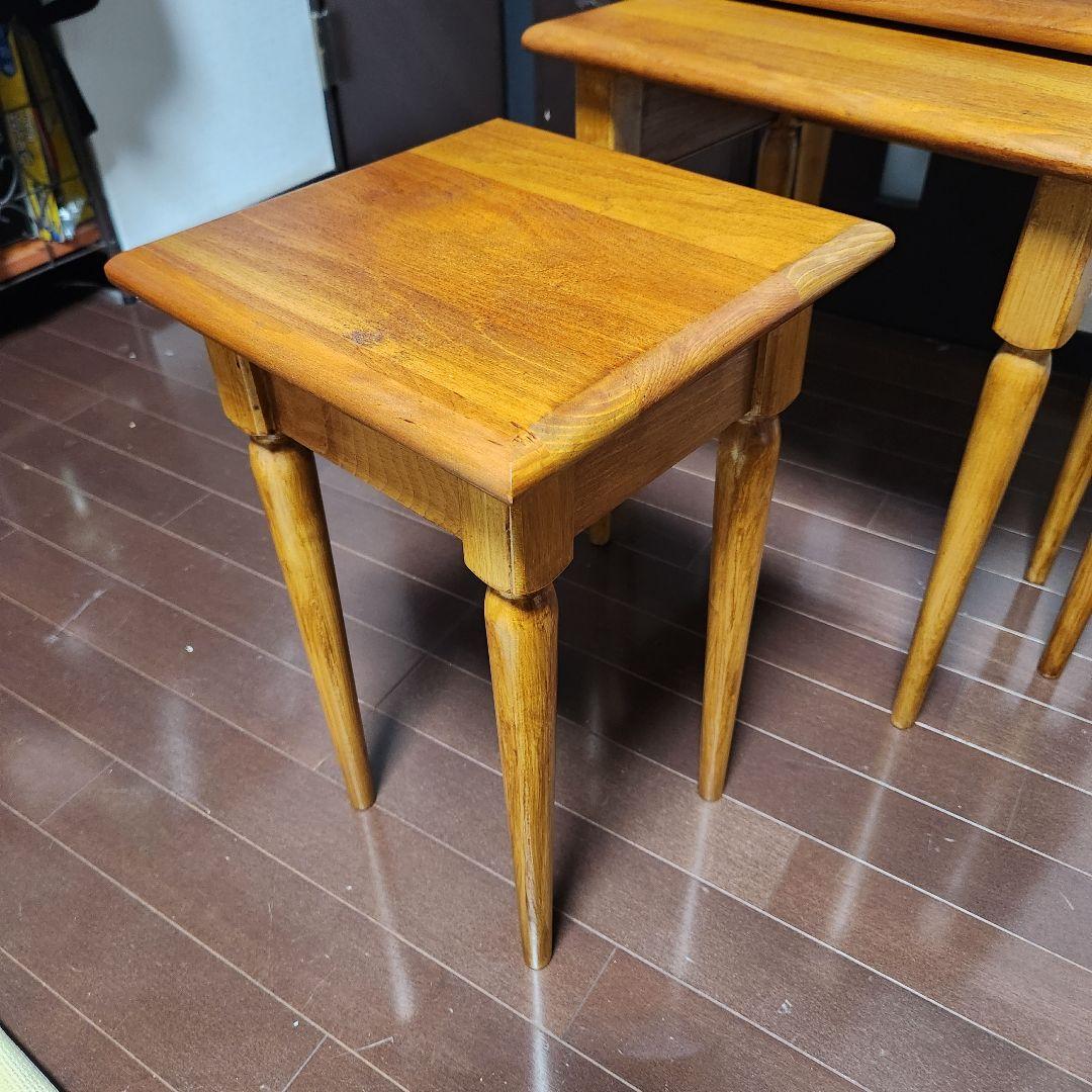 Yield House パイン無垢材 ネストテーブル 3台セット 美品 入れ子式