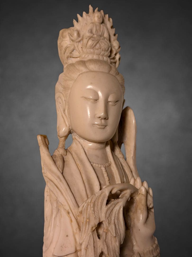 #観音菩薩像 仏像 彫刻/高さ約66.5cm 重量約6kg 時代物