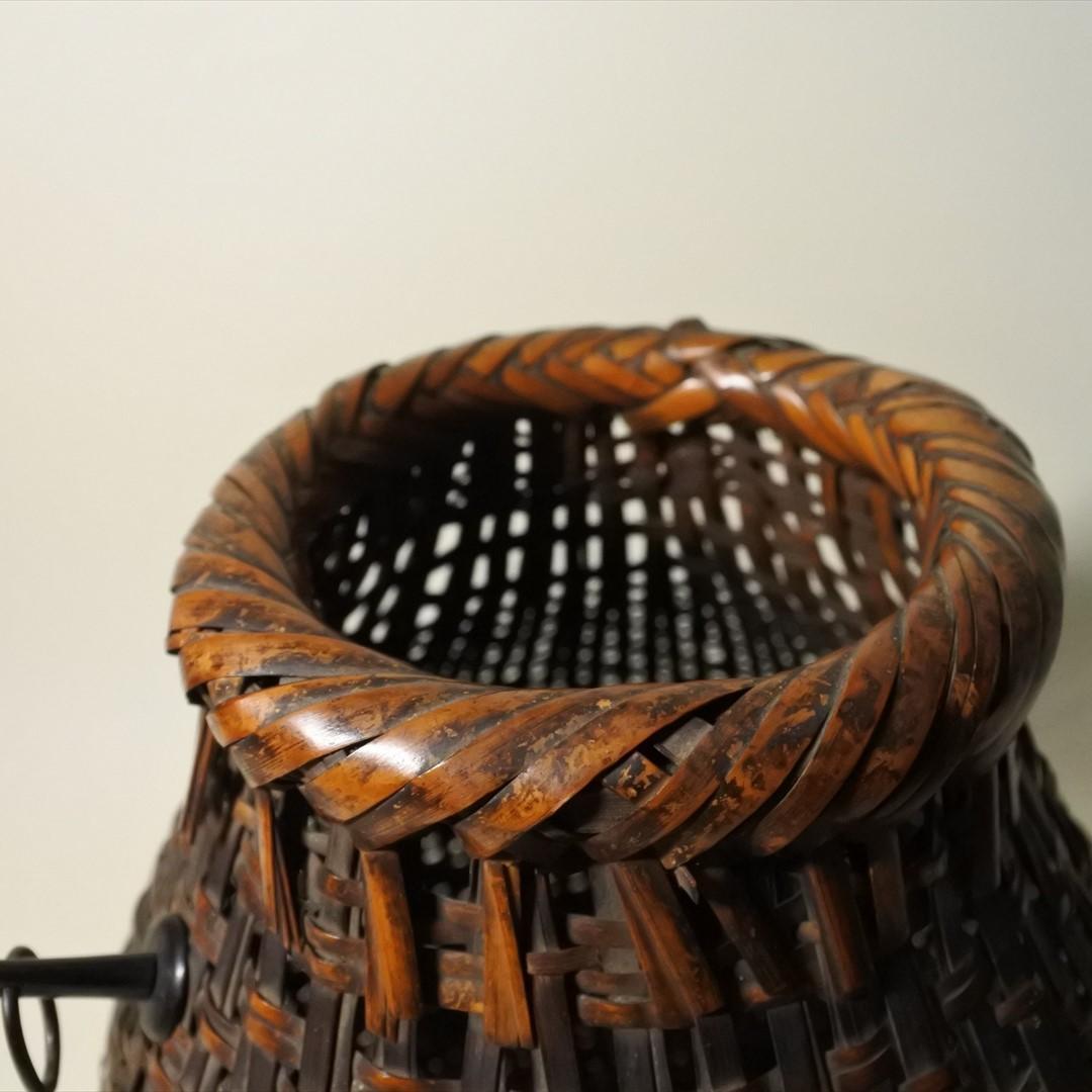 明治時代　竹製　桂川　籠　花生　花入　掛花生　骨董品　アンティーク