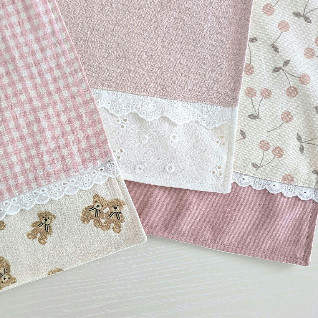 ハンドメイド　入園入学セット　レッスンバック　ランチマット　うさぎ刺繍ヌビ