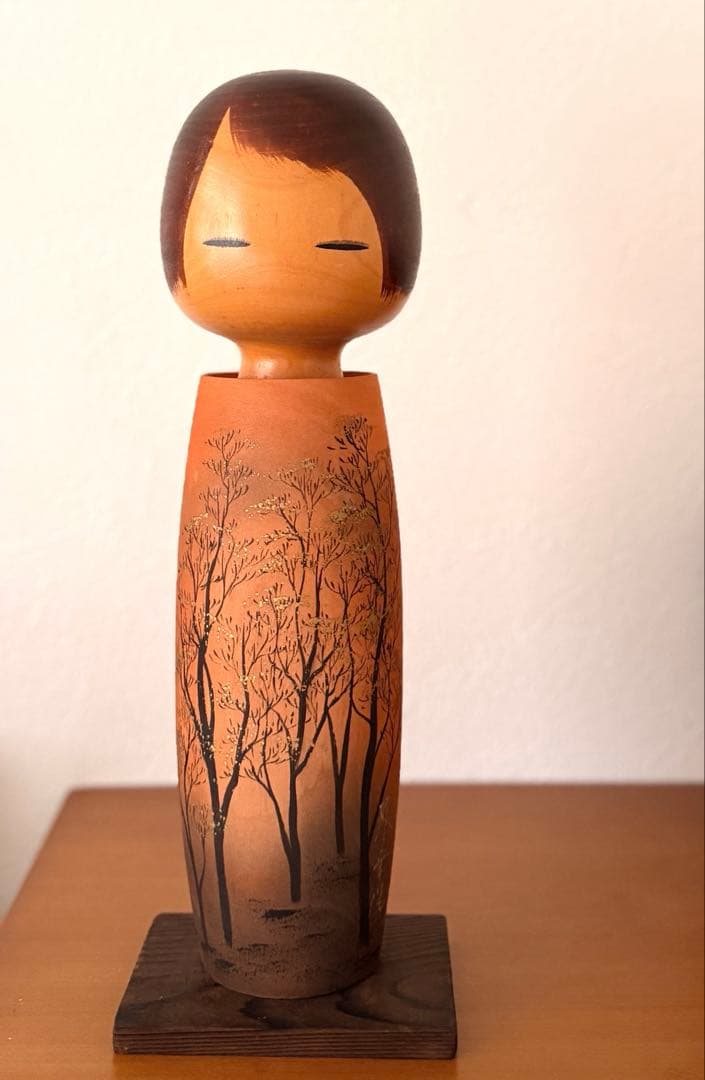 Aoki Ryoka青木寥華作 こけし34cm/960g風景画 美しい存在感