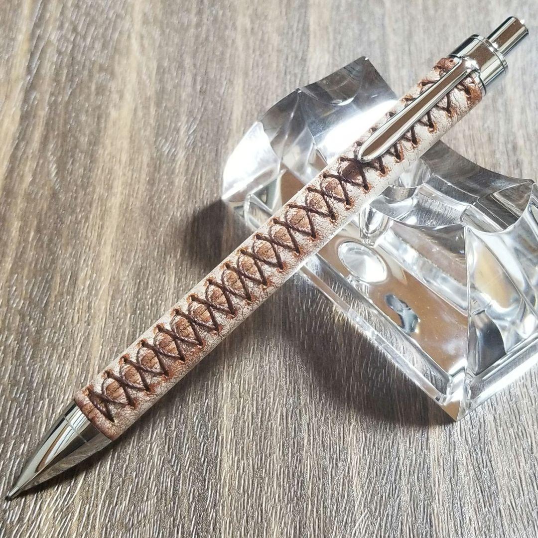 革軸シャーペン 0.5mm 手縫い仕立て　②