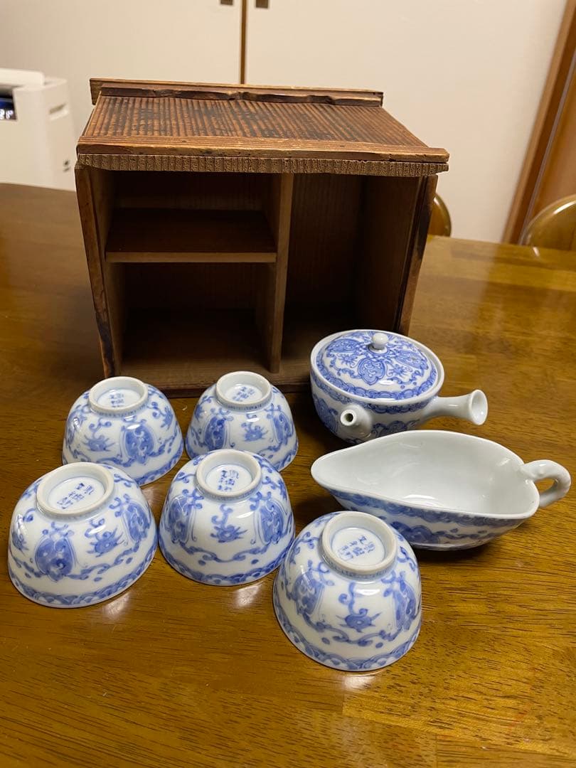 鳳樹軒文平造　染付煎茶器揃　京焼　骨董