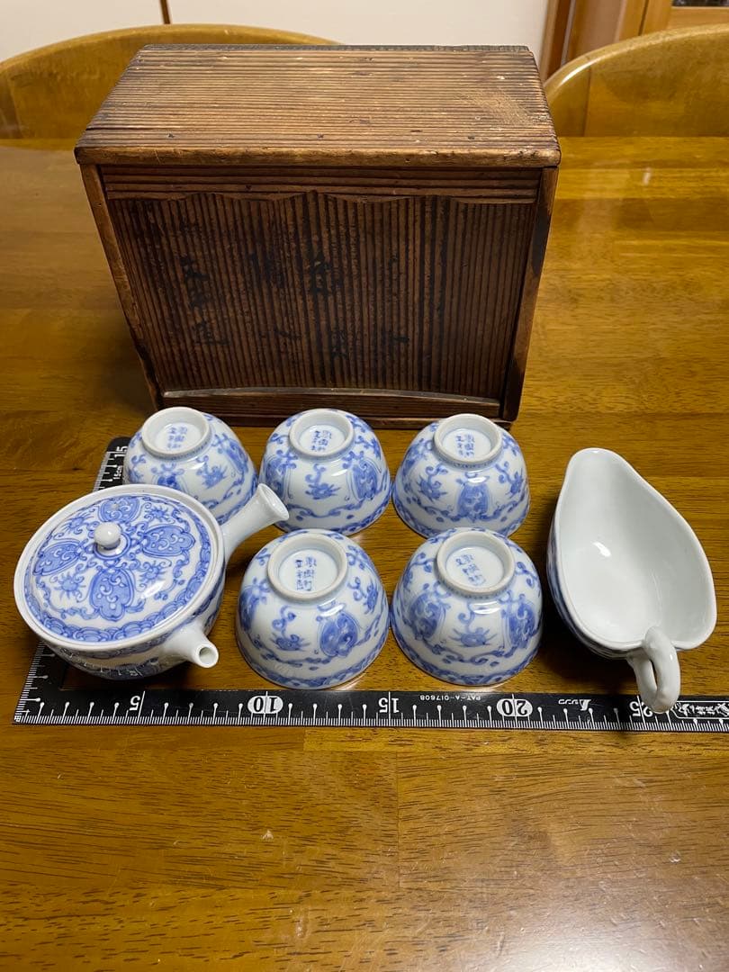 鳳樹軒文平造　染付煎茶器揃　京焼　骨董