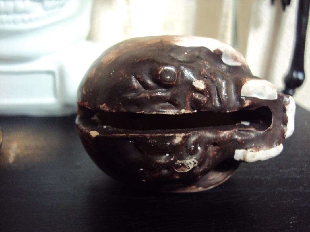 髑髏　ドクロ　頭蓋骨　鈴　陶器　時代物　しゃれこうべ