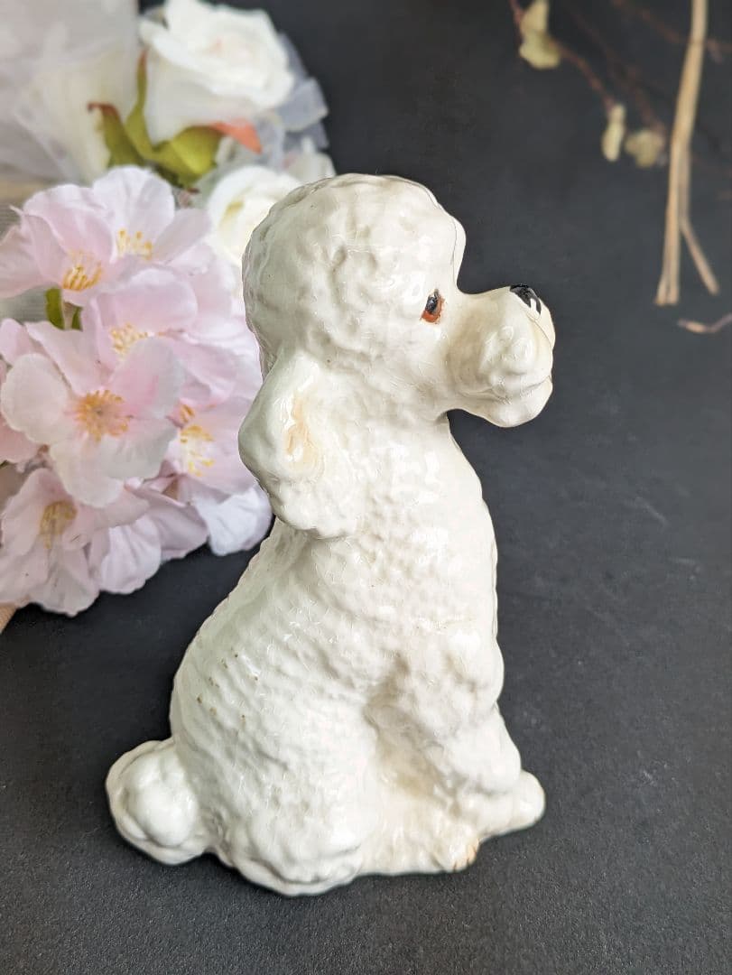 イギリスアンティーク シルバック SILVAC 陶器 犬置き物 プードル