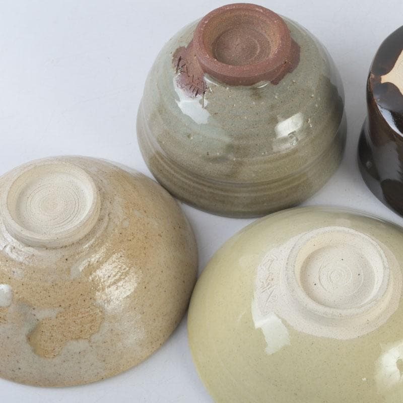 茶道具　日義窯　二代目　日義椿山作　茶碗　五点　共布共箱　C　A49A