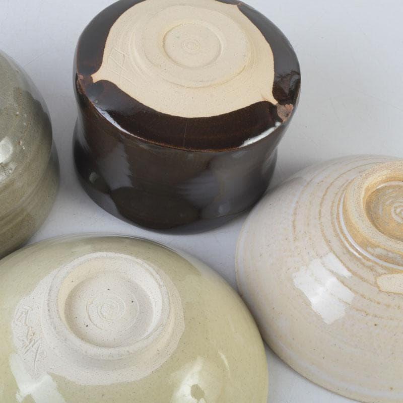 茶道具　日義窯　二代目　日義椿山作　茶碗　五点　共布共箱　C　A49A