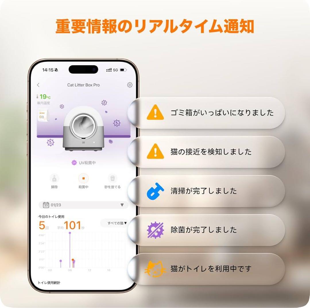 HHOLOVE 自動猫トイレ Pro 上位モデル AI搭載 静音設計 スマホ連携