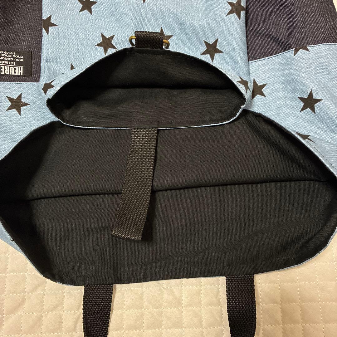 入園入学5点セット　ハンドメイド　デニム×星レッスンバック上履き入れ体操服入れ