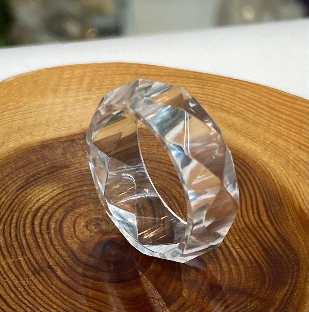 厳選　ガネッシュヒマール産ヒマラヤ水晶　くりぬきリング16号　手作り カット