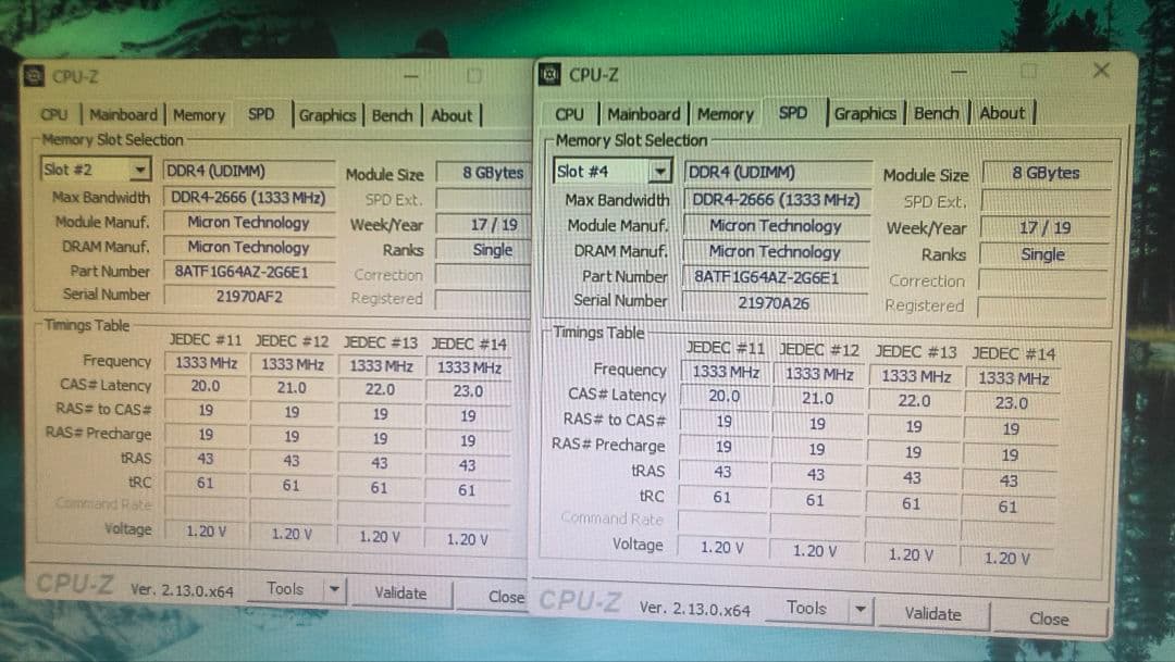 DDR4 8GBx2枚 16GB DDR4-2666 動作確認済み ④