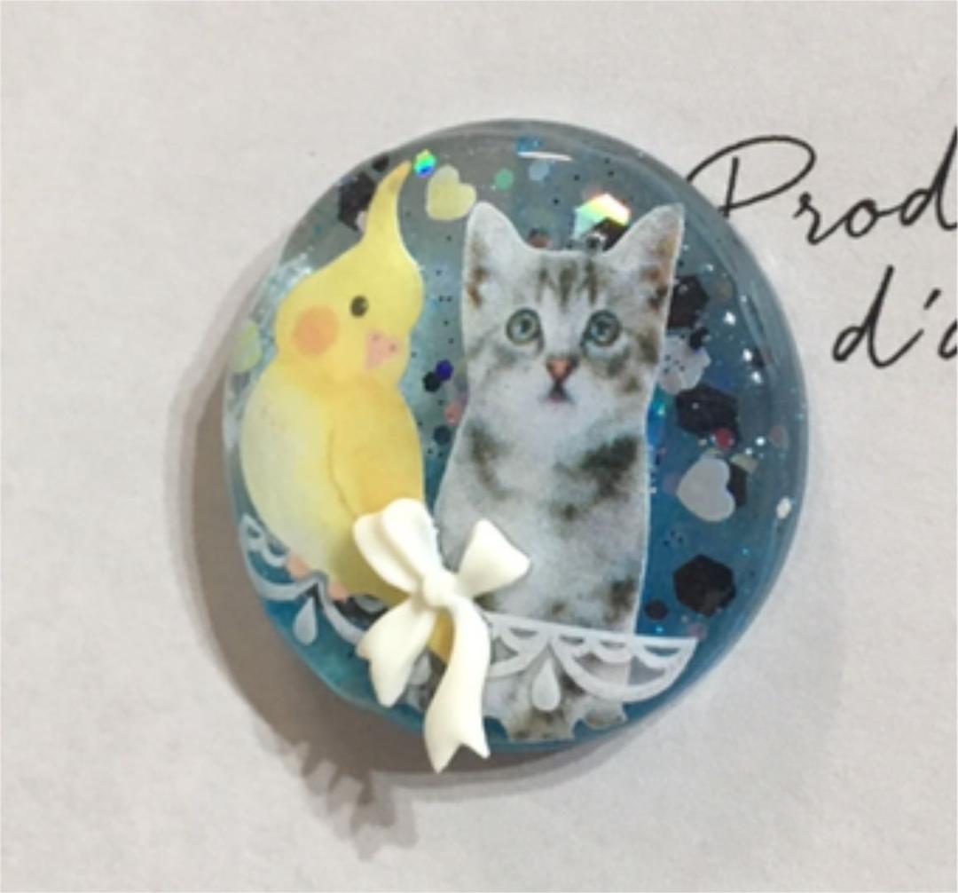 レジンヘアゴム♡猫ちゃんに恋したオカメインコさん・再販不可