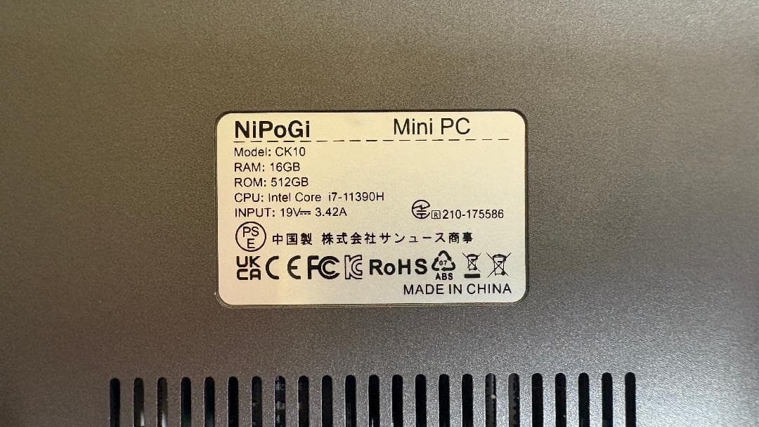 【NIPoGIMiniPC】i7-11390H/RAM16GB/SSD500GB