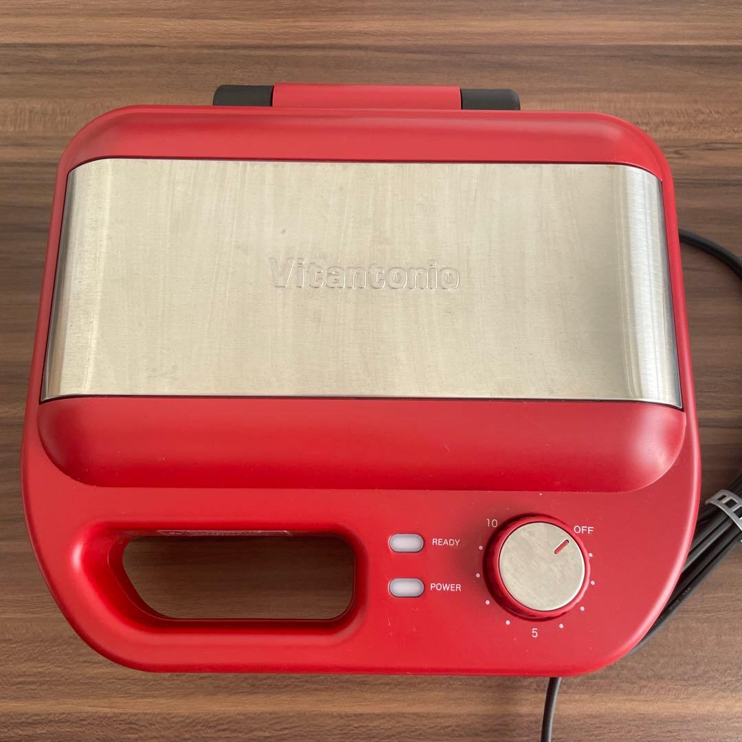 【別売プレート付き】Visantonic ホットサンド・ワッフルメーカー レッド