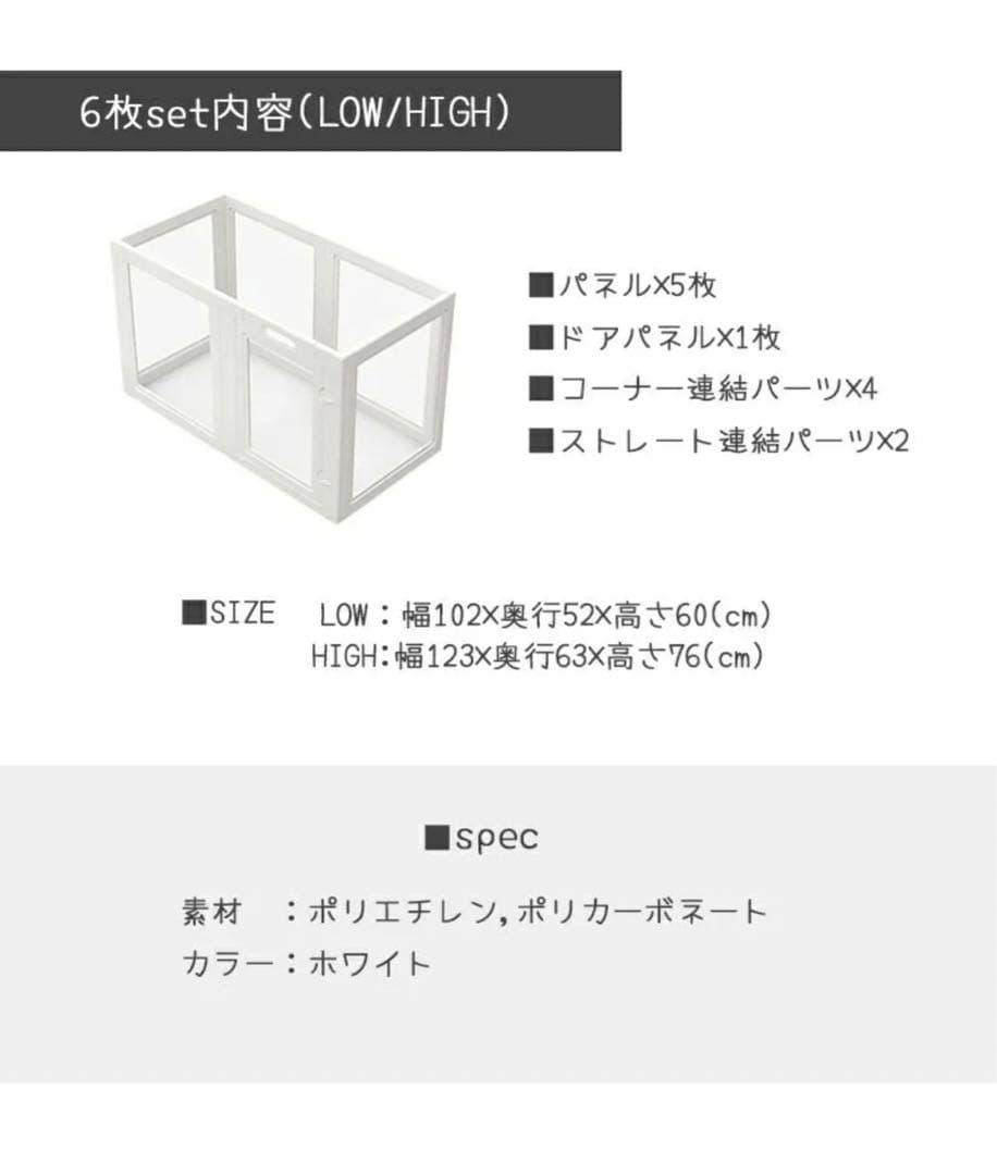 犬 サークルケージ 透明 アクリル クリアサークル 6面パネル H60cmLOW