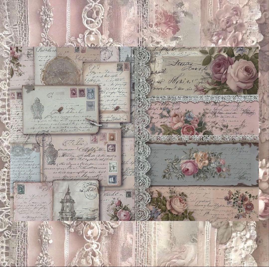 ◇ lien ◇ rose ＊ 両面デザインペーパー 6種 セット◇