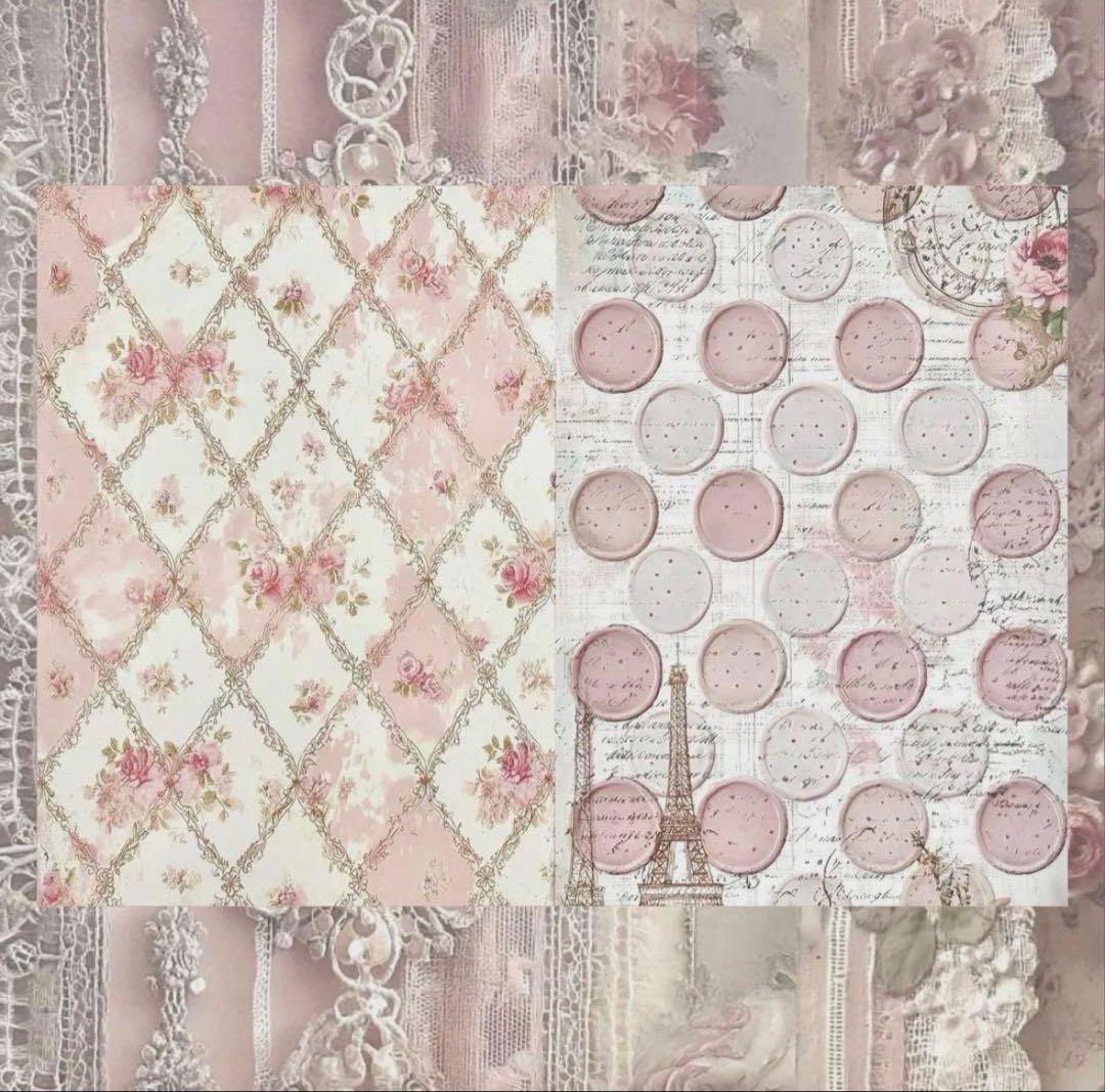 ◇ lien ◇ rose ＊ 両面デザインペーパー 6種 セット◇