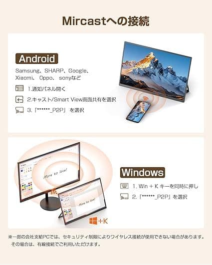 ワイヤレス モバイルモニター 15.6インチ FHD1080P 保護ケース付