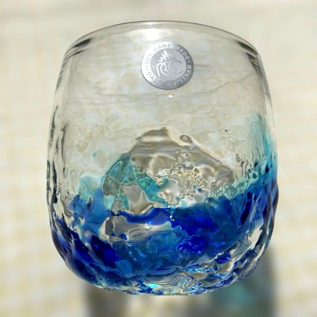 琉球ガラス　波模様グラス　2個セット