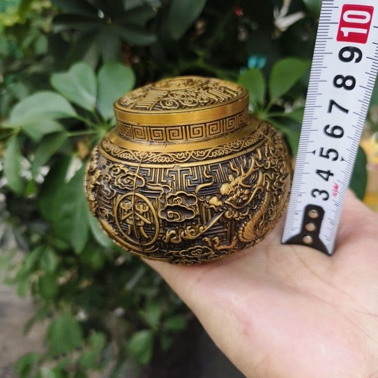 銅 細工 龍鳳 荼葉壺 装飾品 工芸品 美術品 置物
