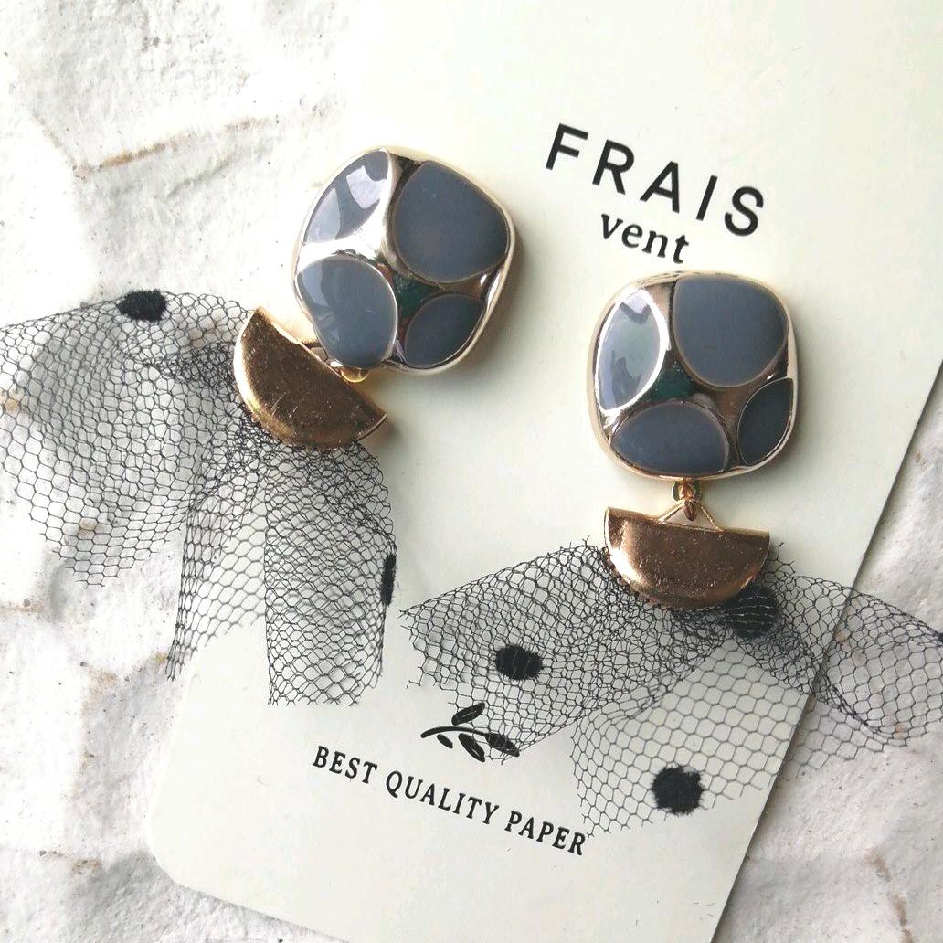 個性的　チュールレース　タッセル　フリンジ　ピアス　イヤリング　アクセサリー