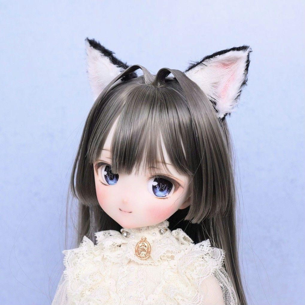 ドール用 猫耳【黒】 ケモ耳 1/3～1/4サイズ兼用 キャストドール