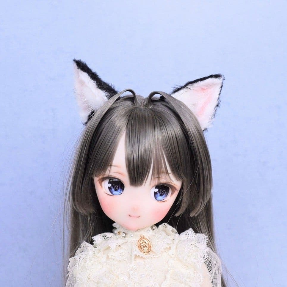 ドール用 猫耳【黒】 ケモ耳 1/3～1/4サイズ兼用 キャストドール