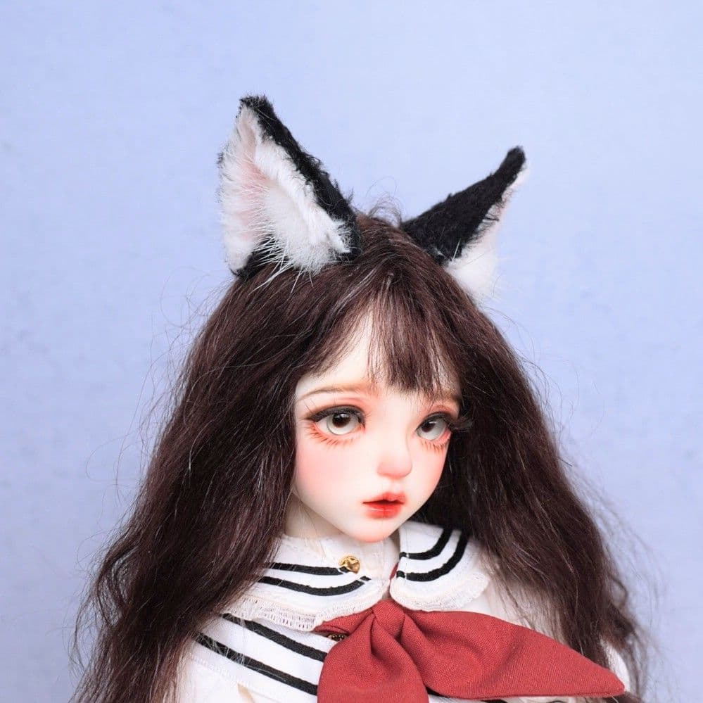 ドール用 猫耳【黒】 ケモ耳 1/3～1/4サイズ兼用 キャストドール