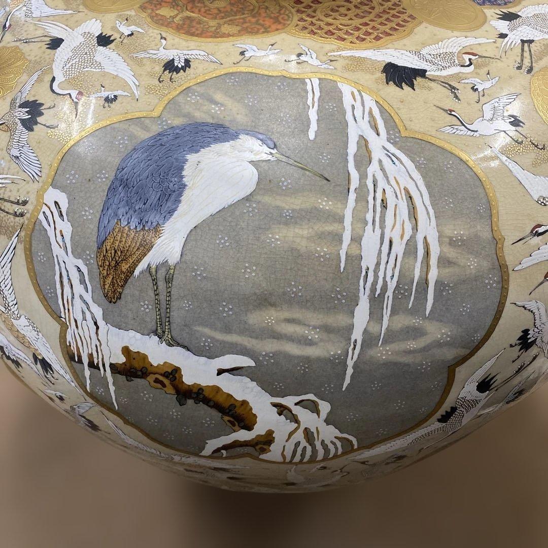 時代名品 薩摩焼 金襴手 飾壺 花器 特大約62cm