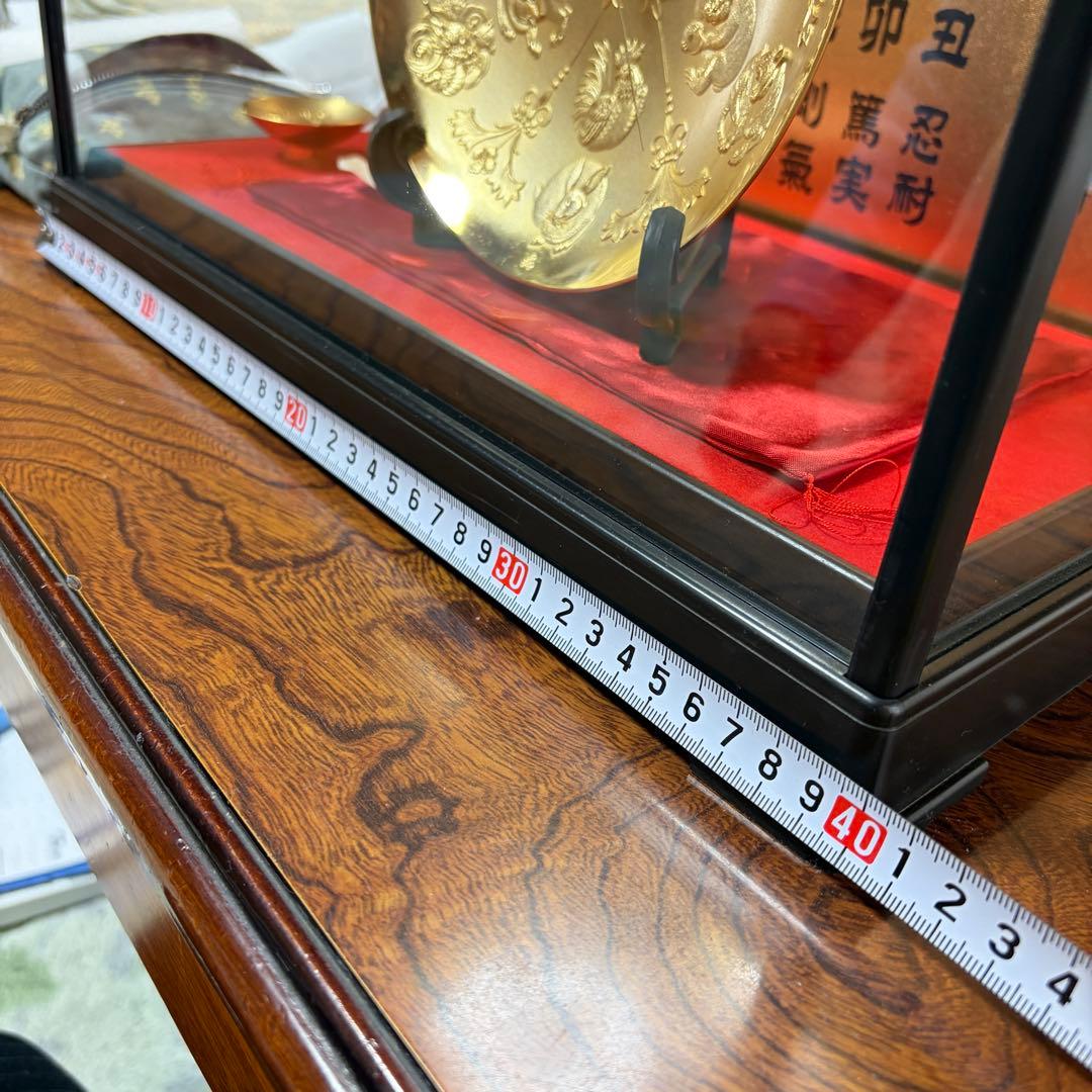 十二支金盃時計 日美謹製 金メッキ 皿 ディスプレイケース付き