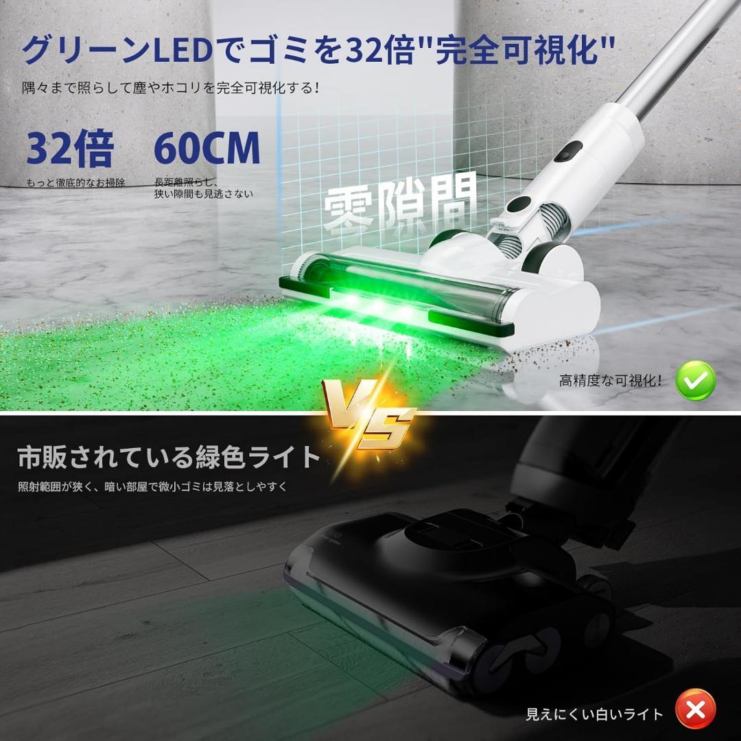 掃除機 コードレス AIホコリ自動検知 自立式 サイクロン 絡まないヘッド