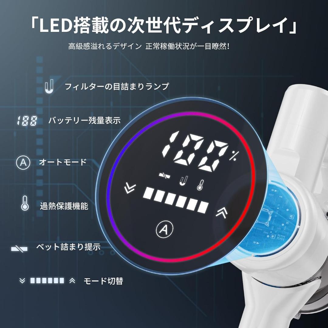 掃除機 コードレス AIホコリ自動検知 自立式 サイクロン 絡まないヘッド