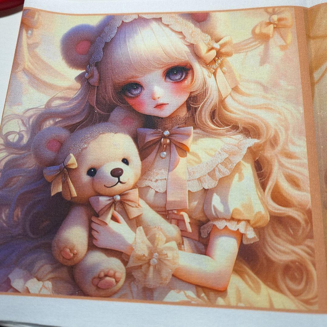 激レア女の子とくまのぬいぐるみパネル生地　ハンドメイド