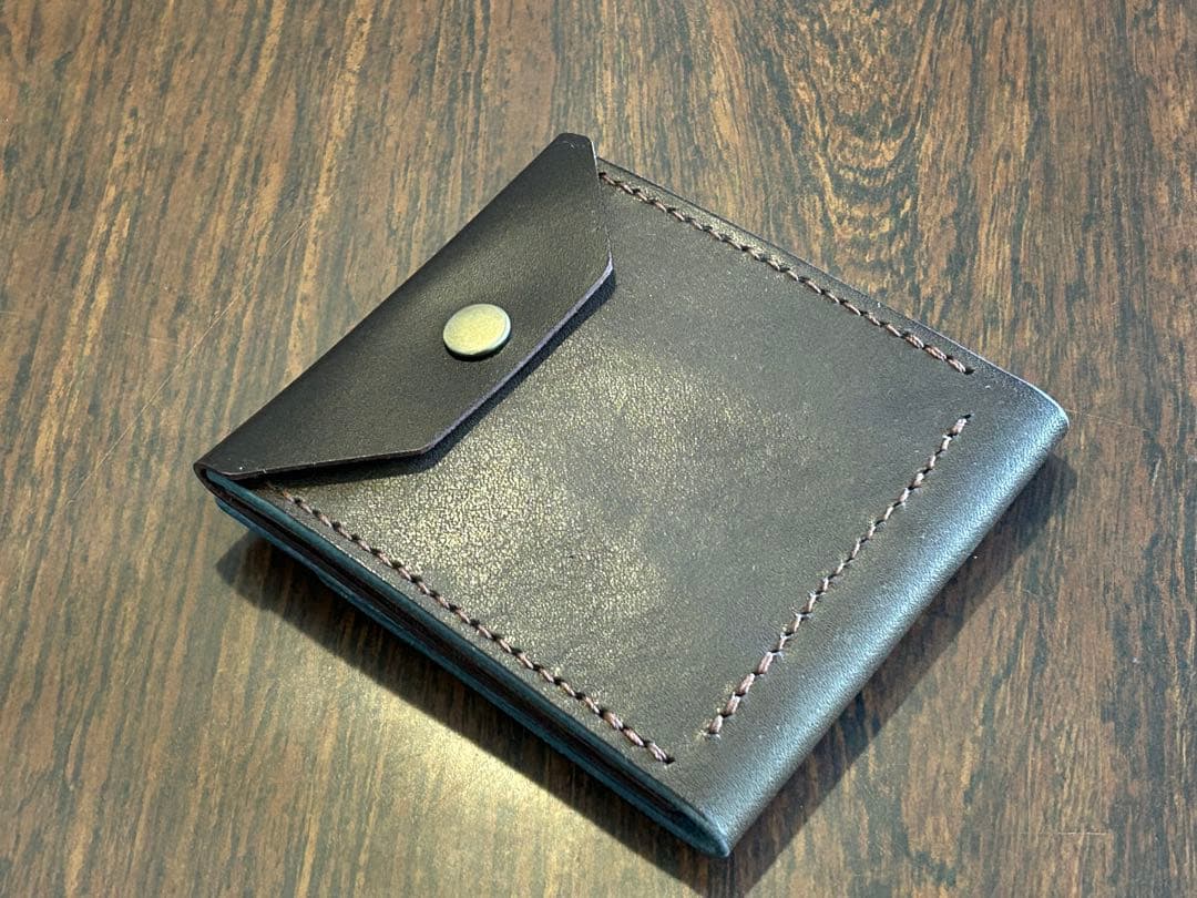 本革 ミニ財布 コンパクト財布 ハンドメイド レザー 手縫い 二つ折り　財布