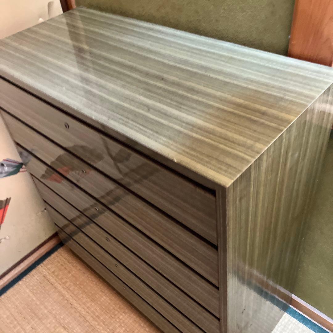 木製ストライプ模様6段タンス