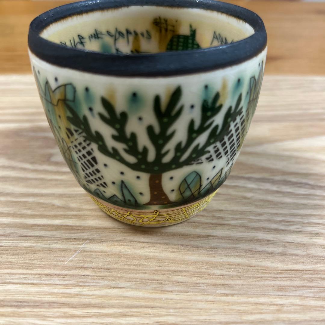 作家　陶芸作家　人気作家　下和弘　色絵釉彩カップ＆ソーサー　猫　1点もの　希少