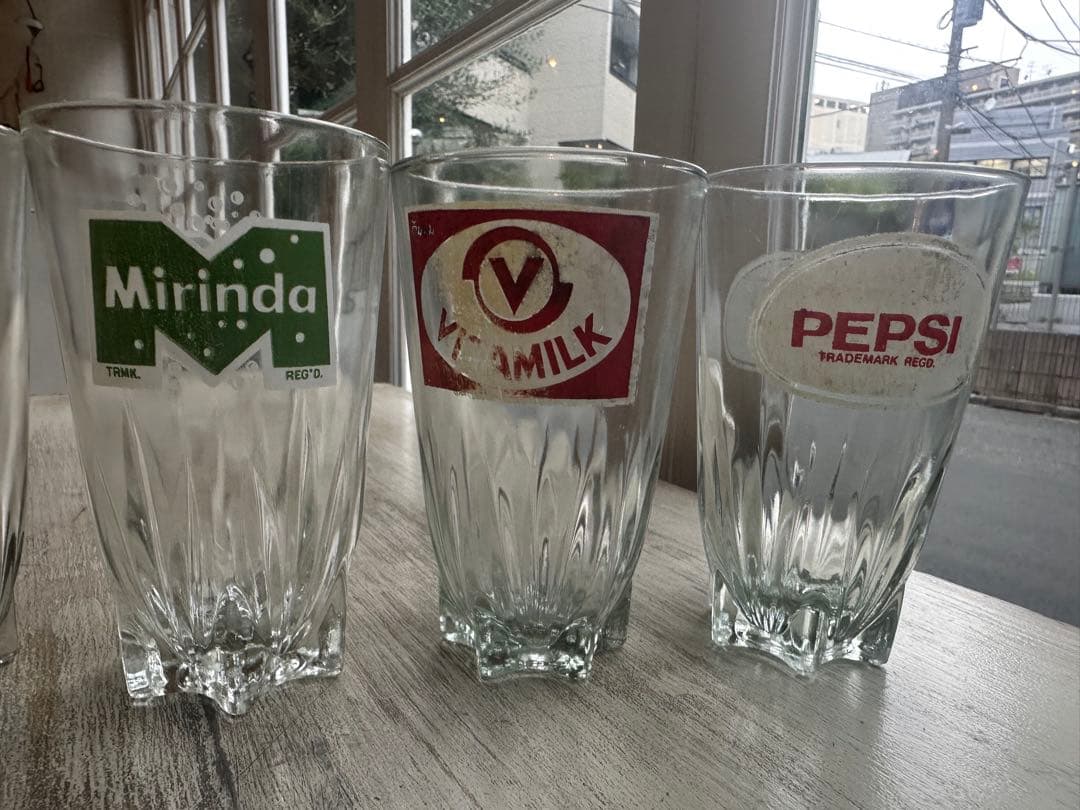 PEPSI Mirinda V2 MILK アンティークグラス 6個セット【E】