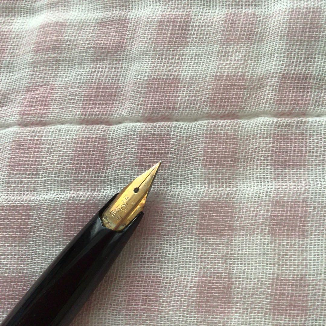 プラチナ 14K 14金 万年筆 ショート 細字 黒 廃盤