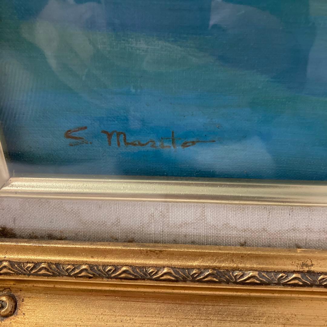 送料込 大正池アンティーク額縁 絵画込 額縁Ｆ１０サイズ