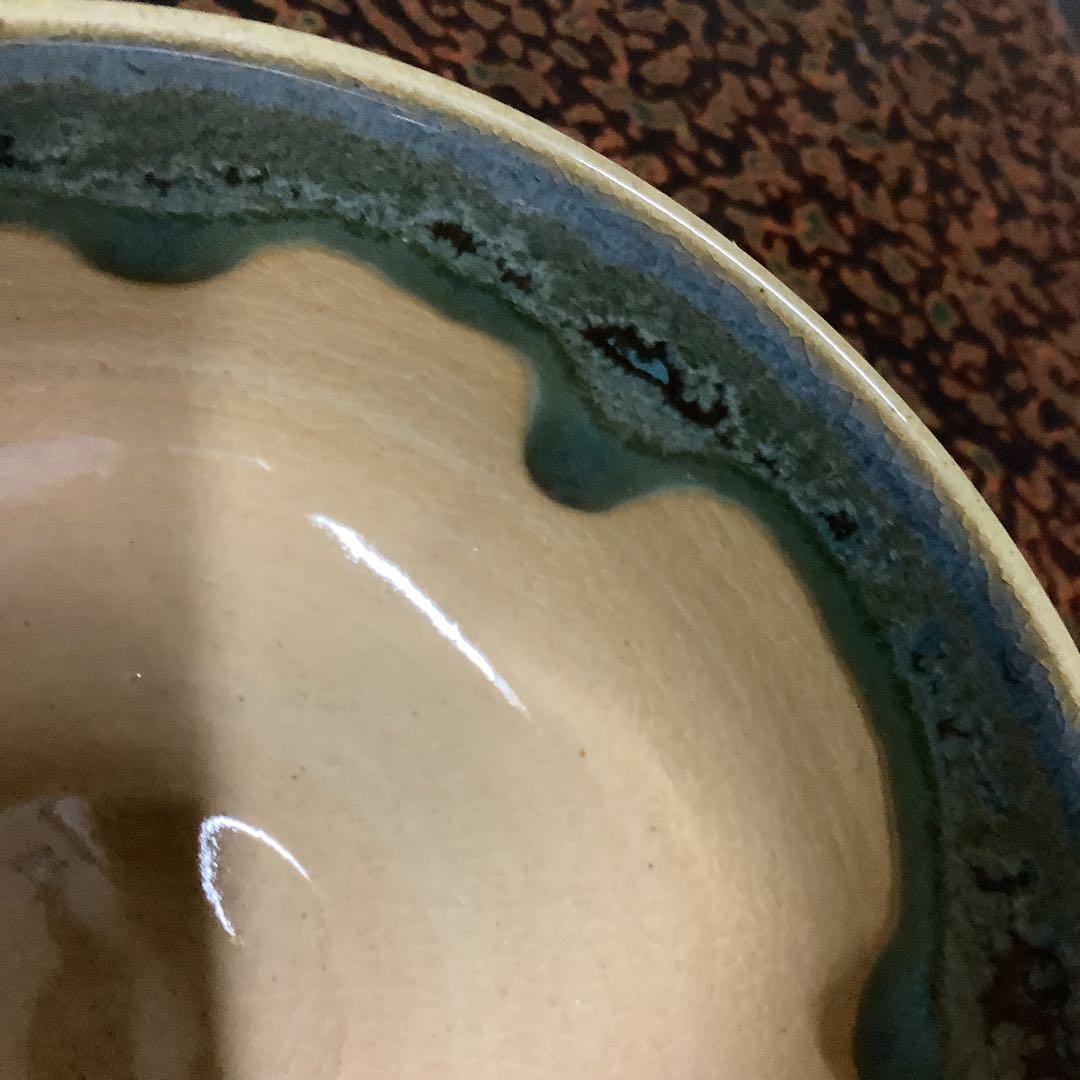 抹茶碗　『黄瀬戸　釉垂れビードロ文様』　いっぷく碗　在銘
