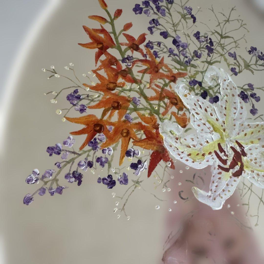 瞬間的お値下げ❣️ヴィンテージ　　花瓶とお花のアクリル画
