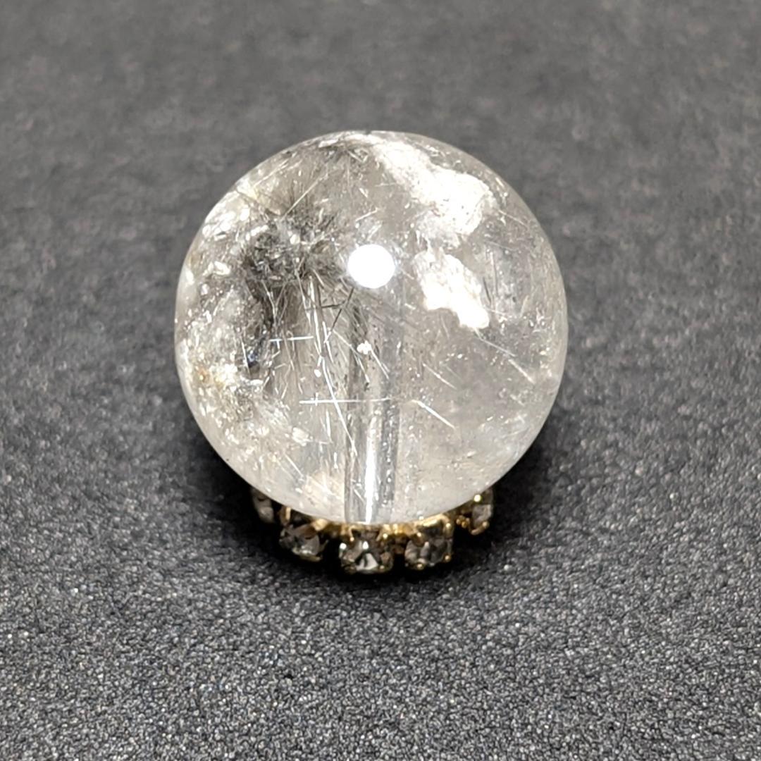 【結晶のような鉱物】プラチナルチルクォーツ 一点物 12ミリ 1粒売り 貫通穴有