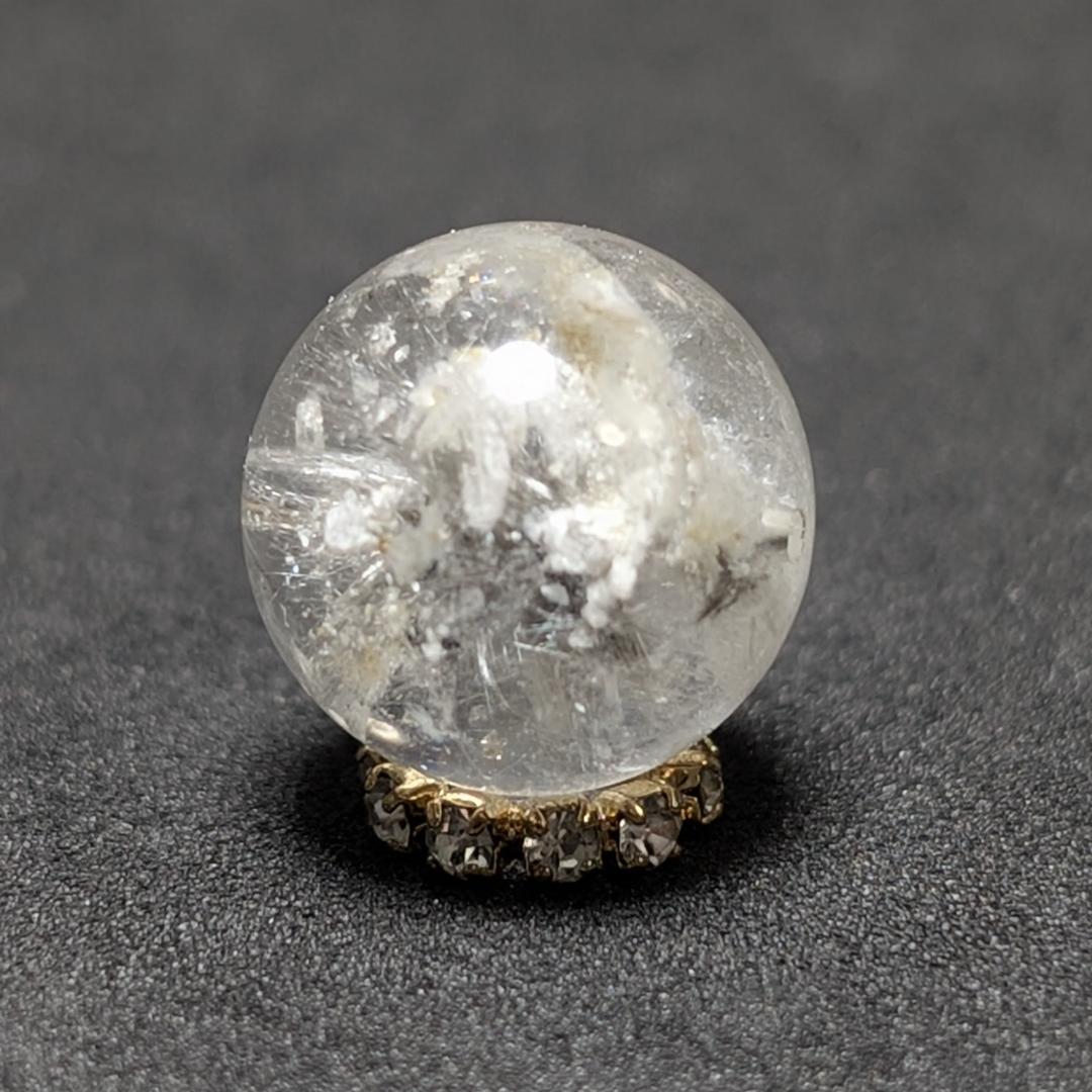 【結晶のような鉱物】プラチナルチルクォーツ 一点物 12ミリ 1粒売り 貫通穴有