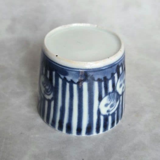 古伊万里　染付　猪口　向付　縞　雪輪　酒器　江戸時代　骨董　金継ぎ