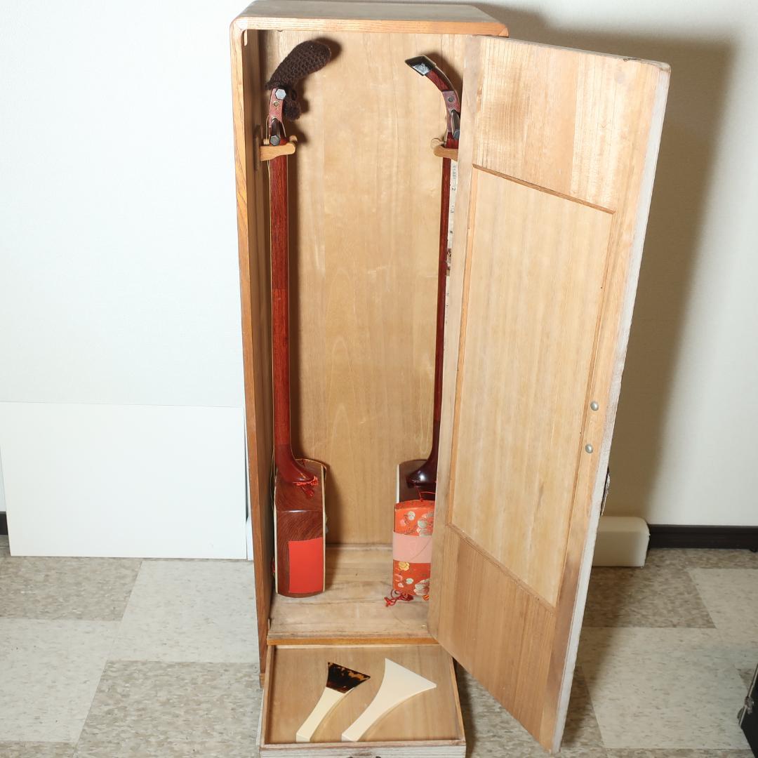 三味線用 桐箪笥 収納箱 2丁掛け 116x36x29㎝